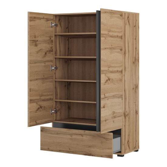 Tall chest CROSS Helvetia 89 cm, Wotan oak with black