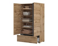Tall chest CROSS Helvetia 89 cm, Wotan oak with black