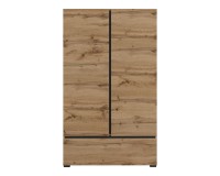 Tall chest CROSS Helvetia 89 cm, Wotan oak with black