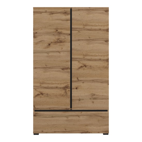 Tall chest CROSS Helvetia 89 cm, Wotan oak with black
