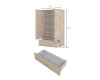 Tall chest CROSS Helvetia 89 cm, Wotan oak with black
