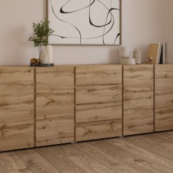 Chest of drawers ASYMETRIC Helvetia 222 cm, Wotan oak