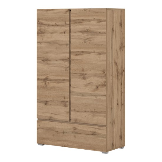 Tall chest ASYMETRIC Helvetia 89 cm, Wotan oak