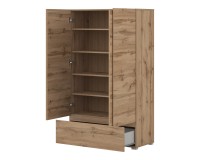 Tall chest ASYMETRIC Helvetia 89 cm, Wotan oak