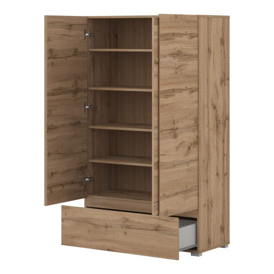 Tall chest ASYMETRIC Helvetia 89 cm, Wotan oak
