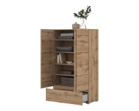 Tall chest ASYMETRIC Helvetia 89 cm, Wotan oak