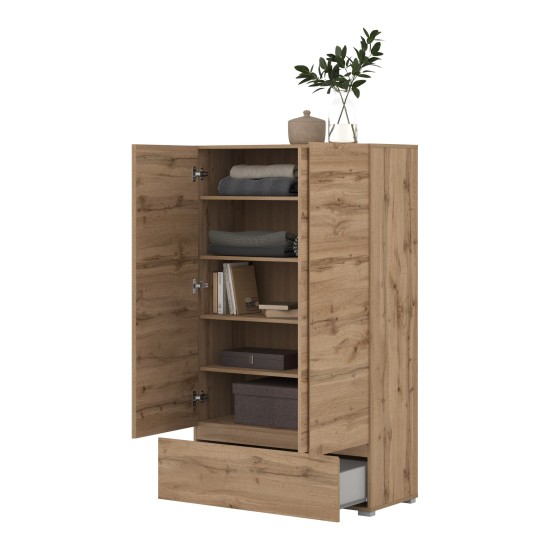 Tall chest ASYMETRIC Helvetia 89 cm, Wotan oak