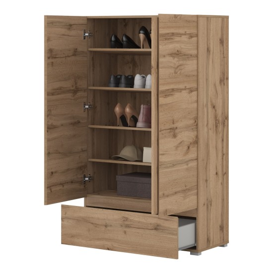 Tall chest ASYMETRIC Helvetia 89 cm, Wotan oak