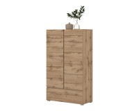 Tall chest ASYMETRIC Helvetia 89 cm, Wotan oak
