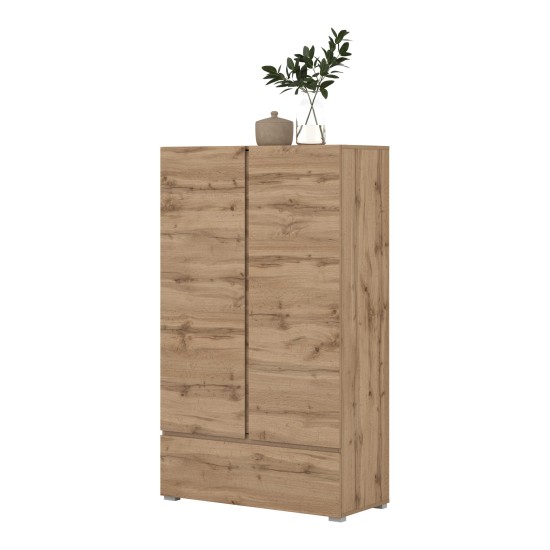 Tall chest ASYMETRIC Helvetia 89 cm, Wotan oak