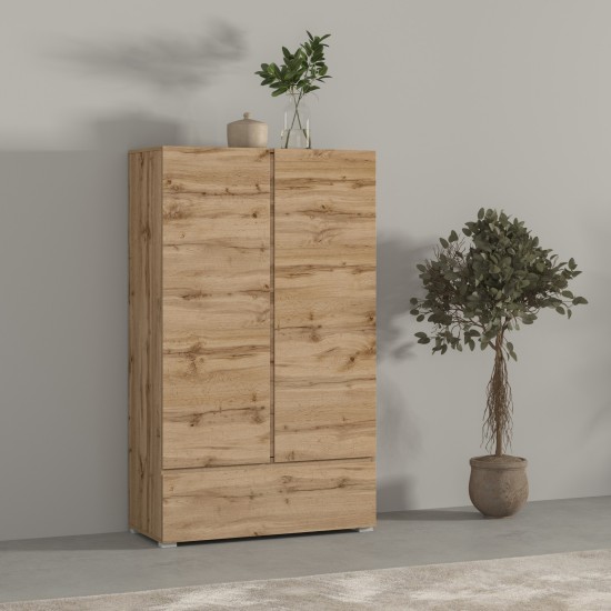 Tall chest ASYMETRIC Helvetia 89 cm, Wotan oak