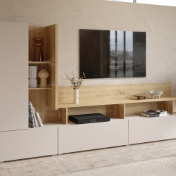 Wall unit SERIO Helvetia 270 cm, cashmere with Carpenter oak