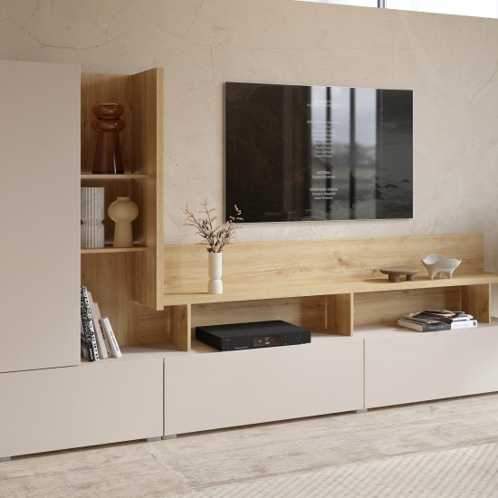 Wall unit SERIO Helvetia 270 cm, cashmere with Carpenter oak Wall unit SERIO Helvetia 270 cm, cashmere with Carpenter oak