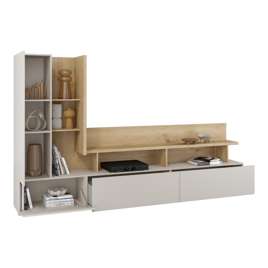 Wall unit SERIO Helvetia 270 cm, cashmere with Carpenter oak Wall unit SERIO Helvetia 270 cm, cashmere with Carpenter oak