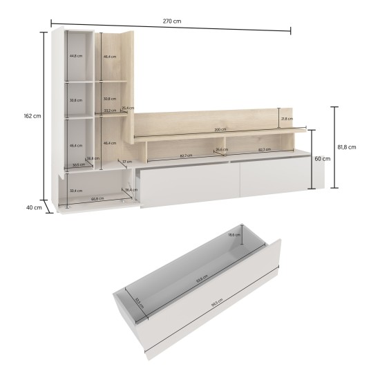 Wall unit SERIO Helvetia 270 cm, cashmere with Carpenter oak Wall unit SERIO Helvetia 270 cm, cashmere with Carpenter oak
