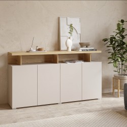 Chest of drawers SERIO Helvetia 153 cm, cashmere with Carpenter oak