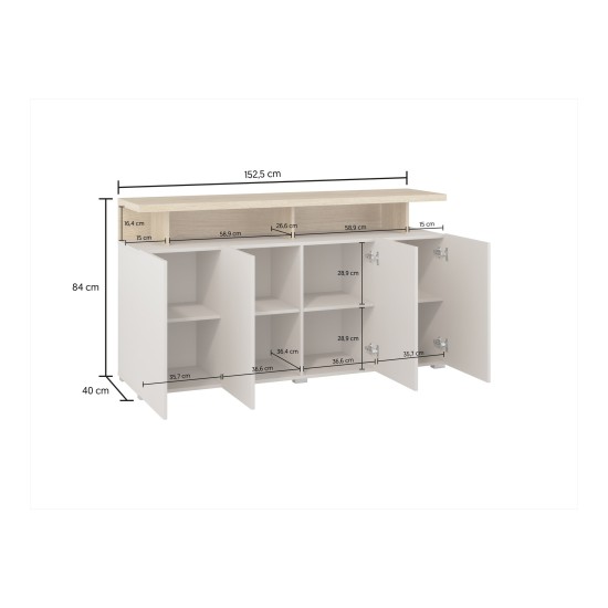 Chest of drawers SERIO Helvetia 153 cm, cashmere with Carpenter oak Chest of drawers SERIO Helvetia 153 cm, cashmere with Carpenter oak