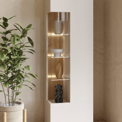 Display cabinet SERIO Helvetia 55 cm, cashmere with Carpenter oak