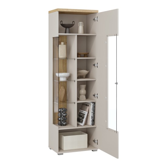 Display cabinet SERIO Helvetia 55 cm, cashmere with Carpenter oak Display cabinet SERIO Helvetia 55 cm, cashmere with Carpenter oak