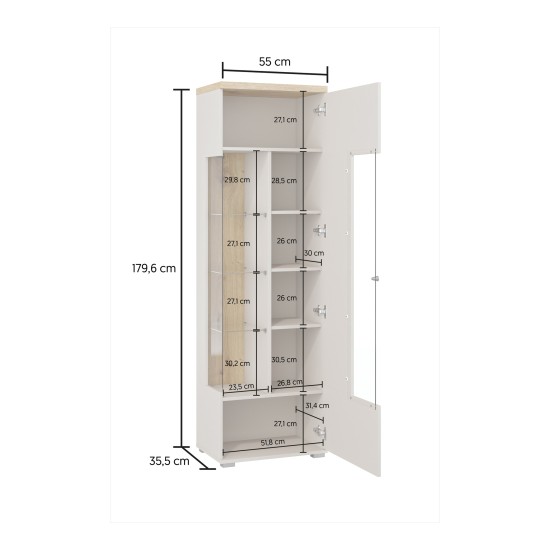 Display cabinet SERIO Helvetia 55 cm, cashmere with Carpenter oak Display cabinet SERIO Helvetia 55 cm, cashmere with Carpenter oak