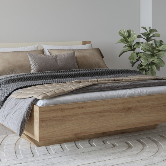 מיטה VERTINA Helvetia 160×200 עם מנגנון הרמה, אלון פראי עם בז' חולי