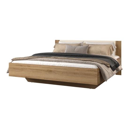 מיטה VERTINA Helvetia 180×200 עם מנגנון הרמה, אלון פראי עם בז' חולי