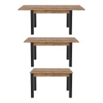 Extending dining table OLIN Helvetia 130 cm, Appenzeller fir with black