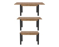 Extending dining table OLIN Helvetia 130 cm, Appenzeller fir with black