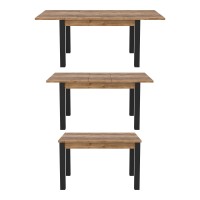 Extending dining table OLIN Helvetia 130 cm, Appenzeller fir with black