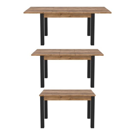 Extending dining table OLIN Helvetia 130 cm, Appenzeller fir with black