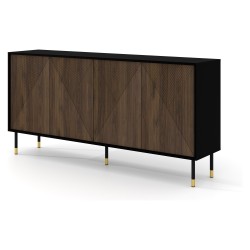 WOODY IV chest 180 cm, 4 doors, black mat with Catania oak WOODY IV chest 180 cm, 4 doors, black mat with Catania oak