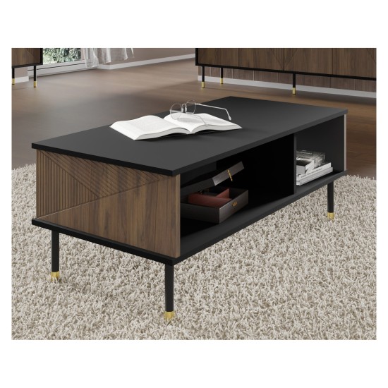 WOODY IV coffee table 110 cm, black mat with Catania oak WOODY IV coffee table 110 cm, black mat with Catania oak