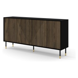 WOODY chest 180 cm, 4 doors, black mat with Pacific walnut WOODY chest 180 cm, 4 doors, black mat with Pacific walnut