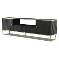 PETRA TV unit 180 cm, 2 doors and a drawer, black mat