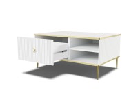 PETRA coffee table 90 cm, drawer and bay, white mat