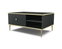 PETRA coffee table 90 cm, drawer and bay, black mat