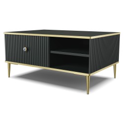 PETRA coffee table 90 cm, drawer and bay, black mat