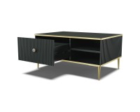 PETRA coffee table 90 cm, drawer and bay, black mat