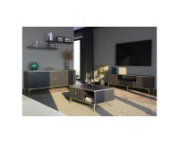PETRA coffee table 90 cm, drawer and bay, black mat