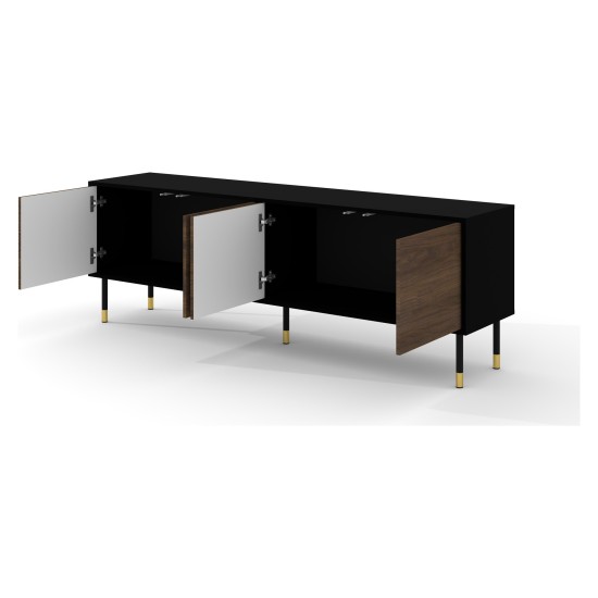 SHERWOOD TV unit 180 cm, 4 doors, black mat with Catania oak SHERWOOD TV unit 180 cm, 4 doors, black mat with Catania oak