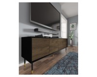 SHERWOOD TV unit 180 cm, 4 doors, black mat with Catania oak SHERWOOD TV unit 180 cm, 4 doors, black mat with Catania oak