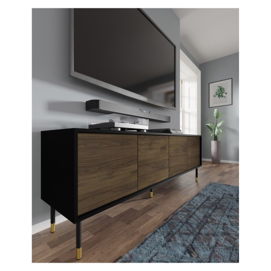 SHERWOOD TV unit 180 cm, 4 doors, black mat with Catania oak SHERWOOD TV unit 180 cm, 4 doors, black mat with Catania oak