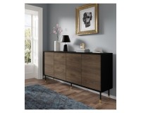 Комод SHERWOOD 180 см, 4 двери, чёрный матовый с дубом катания