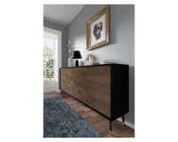 Комод SHERWOOD 180 см, 4 двери, чёрный матовый с дубом катания