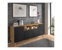 שידת LUXI 195, 4 דלתות, אלון ארטיסן עם שחור מט שידת LUXI 195, 4 דלתות, אלון ארטיסן עם שחור מט