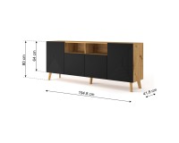 שידת LUXI 195, 4 דלתות, אלון ארטיסן עם שחור מט שידת LUXI 195, 4 דלתות, אלון ארטיסן עם שחור מט
