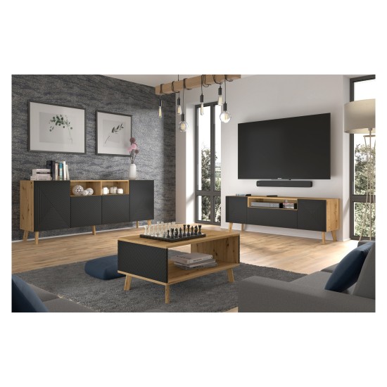 LUXI coffee table 90 cm, artisan oak with black mat LUXI coffee table 90 cm, artisan oak with black mat