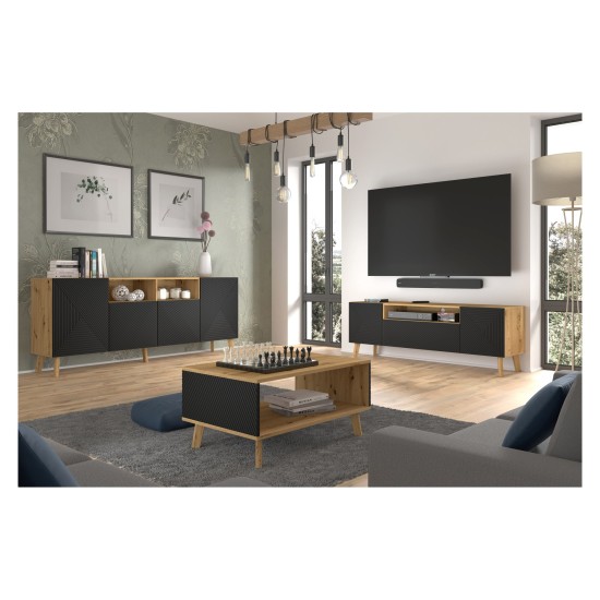 LUXI coffee table 90 cm, artisan oak with black mat LUXI coffee table 90 cm, artisan oak with black mat