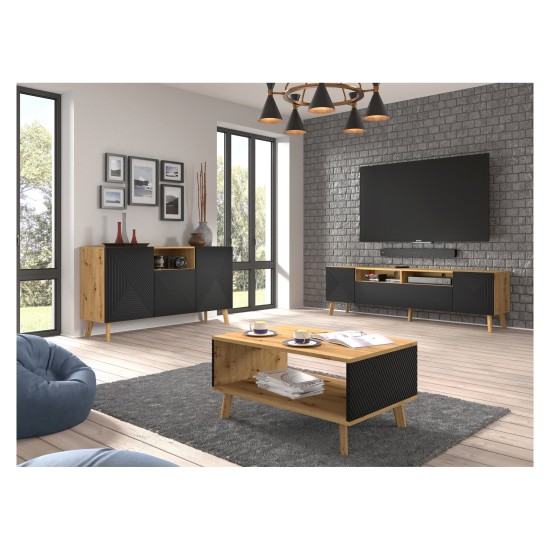 LUXI coffee table 90 cm, artisan oak with black mat LUXI coffee table 90 cm, artisan oak with black mat