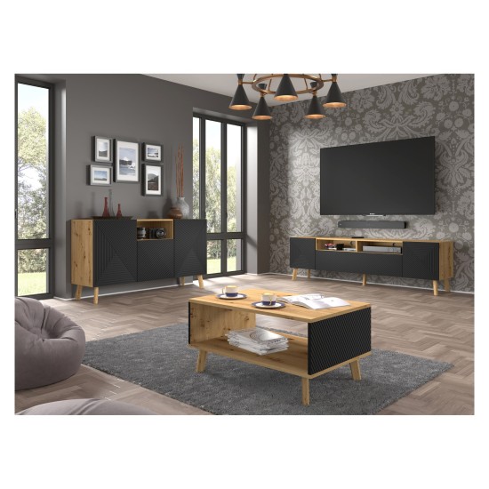 LUXI coffee table 90 cm, artisan oak with black mat LUXI coffee table 90 cm, artisan oak with black mat